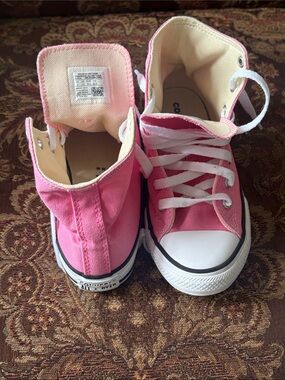 Converse Kids Pink High-Top Canvas Sneakers with White Laces